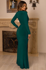 Bottle Green Wrap Front Maxi Dress With Side Split