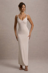 Champagne Twist-Neck Maxi Dress