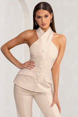 Stone Cross Halter Neck Sleeveless Tailored Top