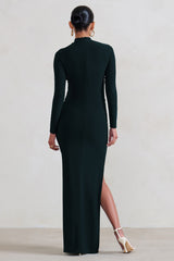 Black Maternity Long Sleeve High Neck Maxi Dress