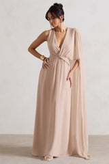 WB_CC_HR_CL129989059-FairytaleChampagnePlunge-NeckChiffonMaxiDressWithCapeSleeve1