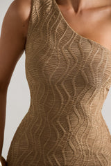 Camel Textured Asymmetric Maxi Dress