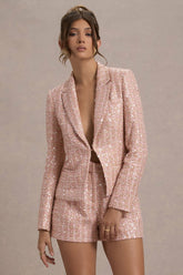 Pink Boucle Tailored Blazer