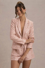 Pink Boucle Tailored Blazer