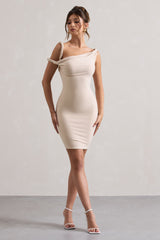 Champagne Twisted Asymmetric Bodycon Mini Dress