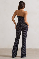 Black Polka Dot High Waist Wide Leg Trousers