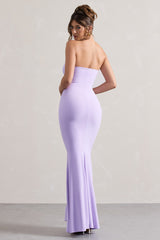 Lilac Bandeau Fishtail Maxi Dress