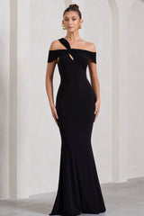 Black Strappy Asymmetric Cut-Out Maxi Dress