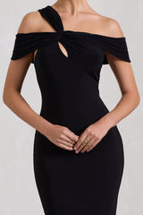 Black Strappy Asymmetric Cut-Out Maxi Dress