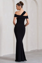 Black Strappy Asymmetric Cut-Out Maxi Dress