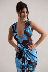 Floral Print Plunge-Neck Split Maxi Dress With Knot Detail