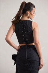 Navy Pinstripe Structured Corset Top