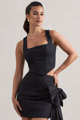 Navy Pinstripe Structured Corset Top
