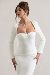 Cream Sweetheart Maxi Dress With Volume Hem
