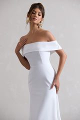 White Bardot Midi Dress