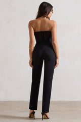Black Corset Style Tailored Straight-Leg Jumpsuit