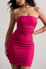 Dark Pink Bodycon Bandeau Mini Dress With Cut-Outs