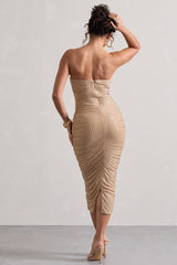 Gold Embellished Bandeau Midi Dress
