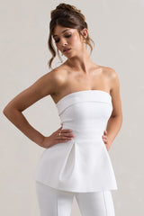 White Strapless Tailored Top