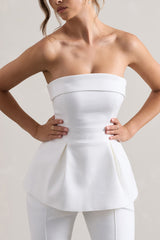 White Strapless Tailored Top