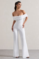 White Floral Bardot Jumpsuit