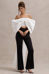 White Satin Top With Oversized Bow