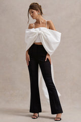 White Satin Top With Oversized Bow