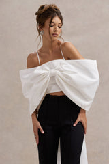White Satin Top With Oversized Bow