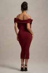 Port Bardot Midi Dress With Bows