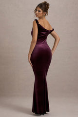 Port Velvet Twisted Asymmetric Maxi Dress