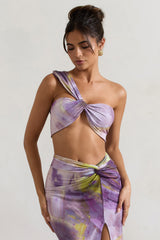 Lilac Print Knot One Shoulder Bralette