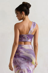 Lilac Print Knot One Shoulder Bralette