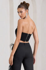 Black Bandeau Mesh Corset Style Crop Top