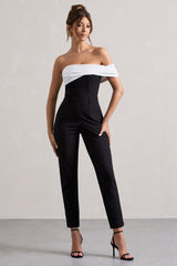 Black Twisted Bardot Tailored Jumpsuit