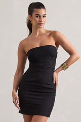 Black Bodycon Bandeau Mini Dress With Cut-Outs