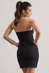 Black Bodycon Bandeau Mini Dress With Cut-Outs