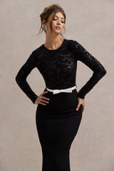 Black Lace Long-Sleeve Maxi Dress