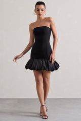 Black Bandeau Mini Dress With Ruffle Trim