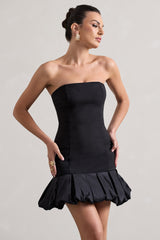 Black Bandeau Mini Dress With Ruffle Trim