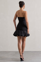 Black Bandeau Mini Dress With Ruffle Trim