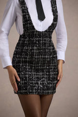 Black Boucle Sleeveless Pinafore