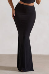 Black Gathered Maxi Skirt