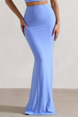 Blue Gathered Maxi Skirt