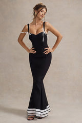 Black Corset Fishtail Maxi Dress