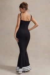 Black Corset Fishtail Maxi Dress