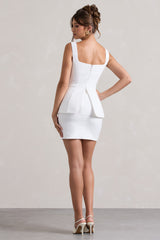 White Tailored Square-Neck Mini Dress