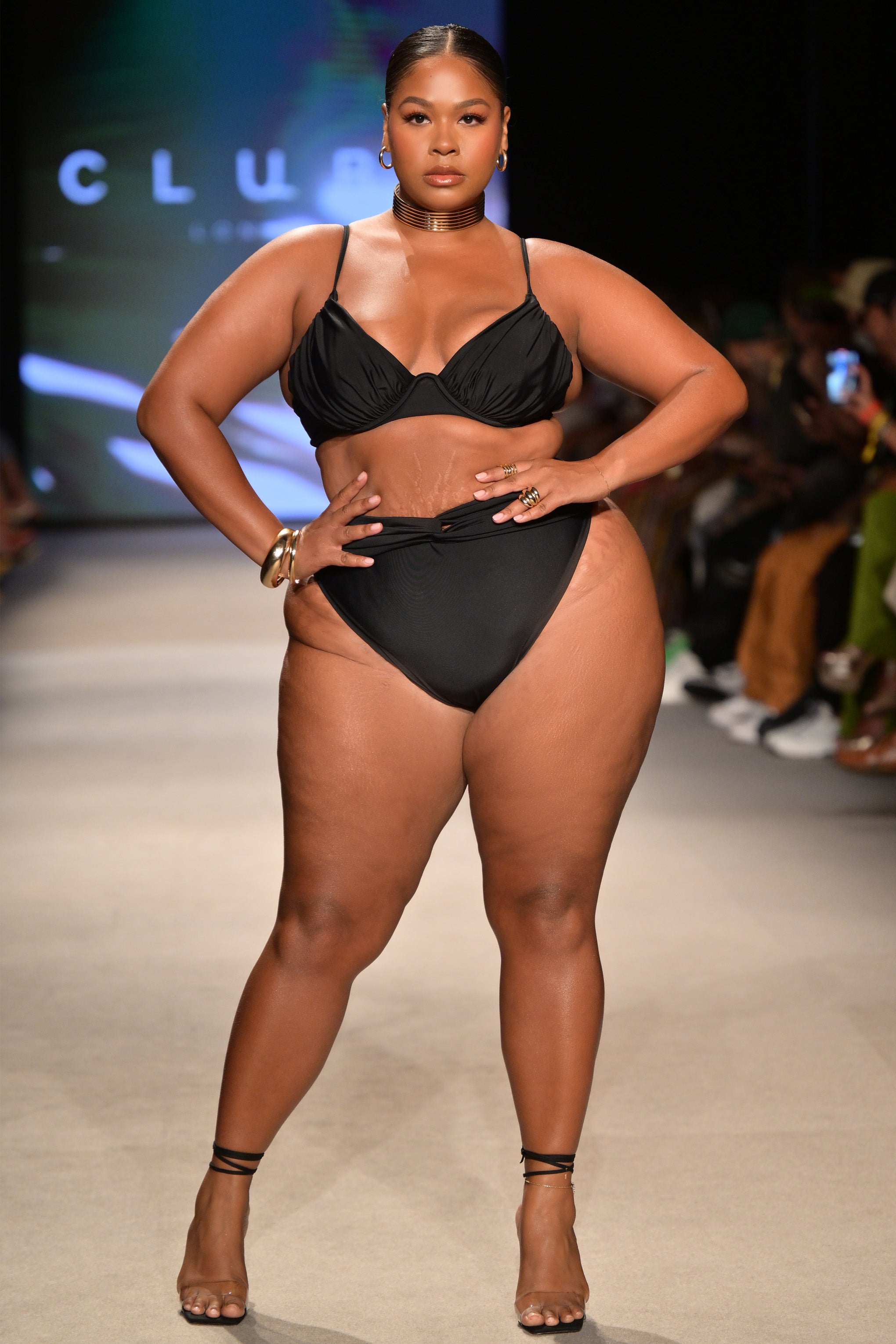 Black High Waisted Twist Front Bikini Bottoms