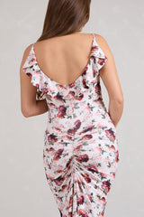 White Floral Print Maternity Cowl Bodycon Cami Maxi Dress
