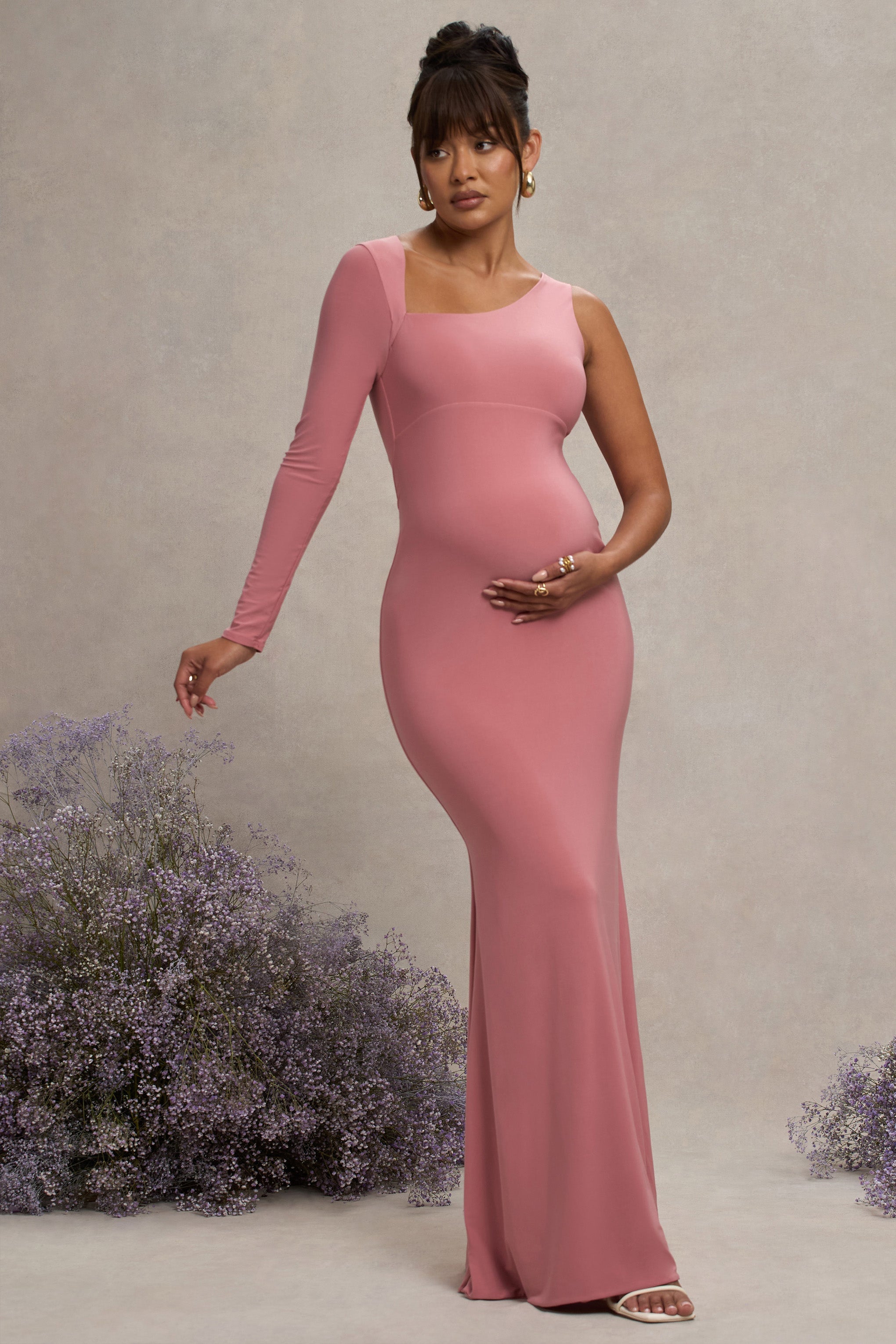 Blush Maternity One Shoulder Bodycon Maxi Dress