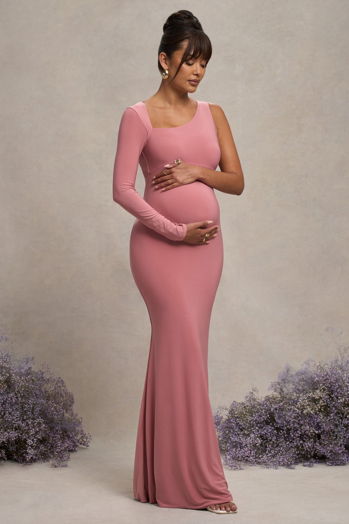 Blush Maternity One Shoulder Bodycon Maxi Dress